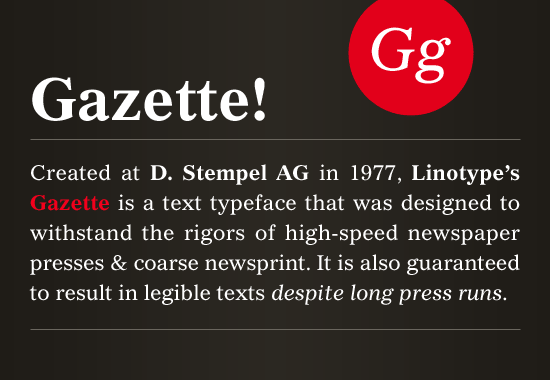 Шрифт Gazette