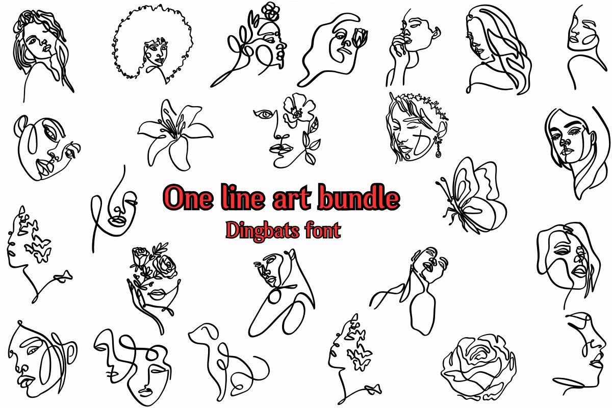 Шрифт One Line Art Bundle