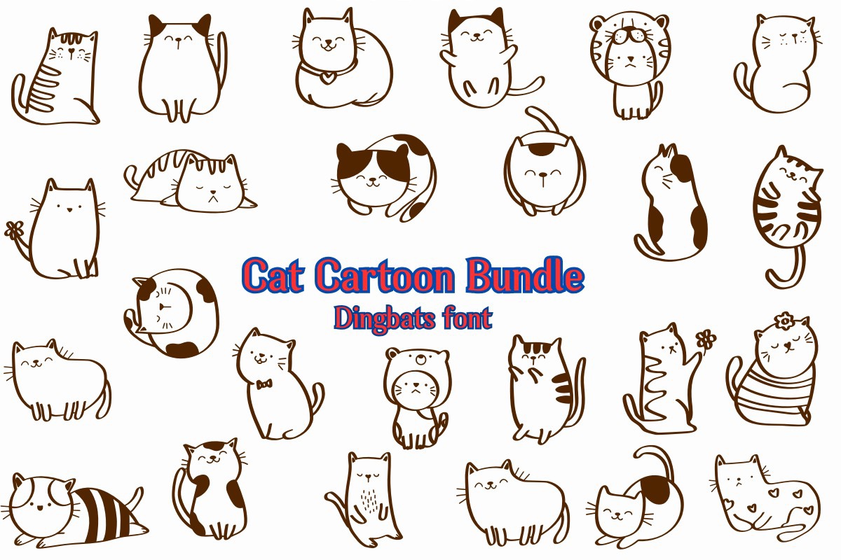 Шрифт Cat Cartoon Bundle